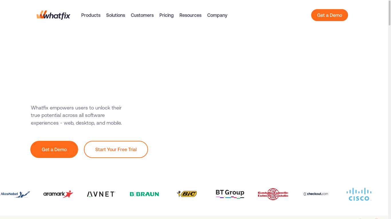 the desktop screenshot of whatfix.com