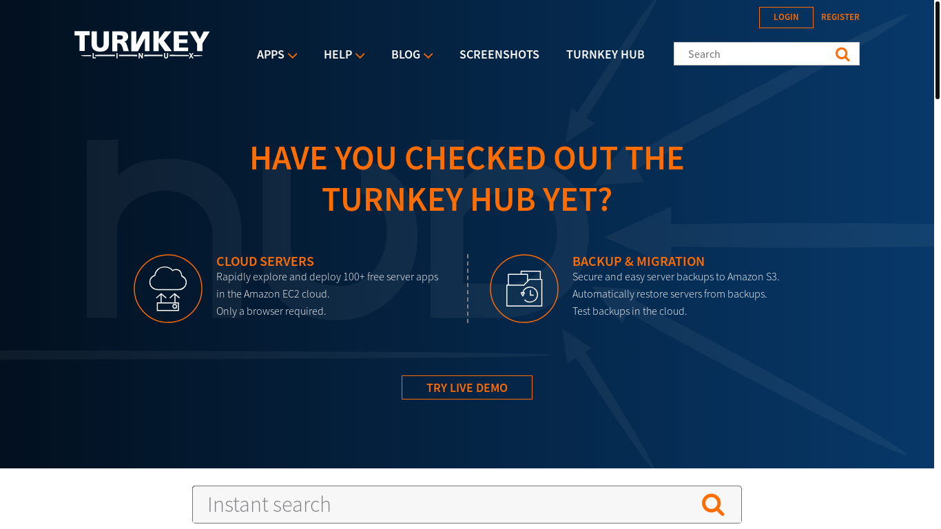 the desktop screenshot of www.turnkeylinux.org