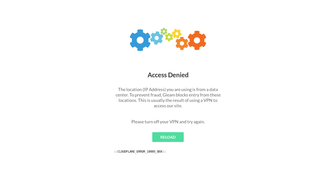 the desktop screenshot of gleam.io