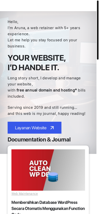 the mobile screenshot of arunajr.com
