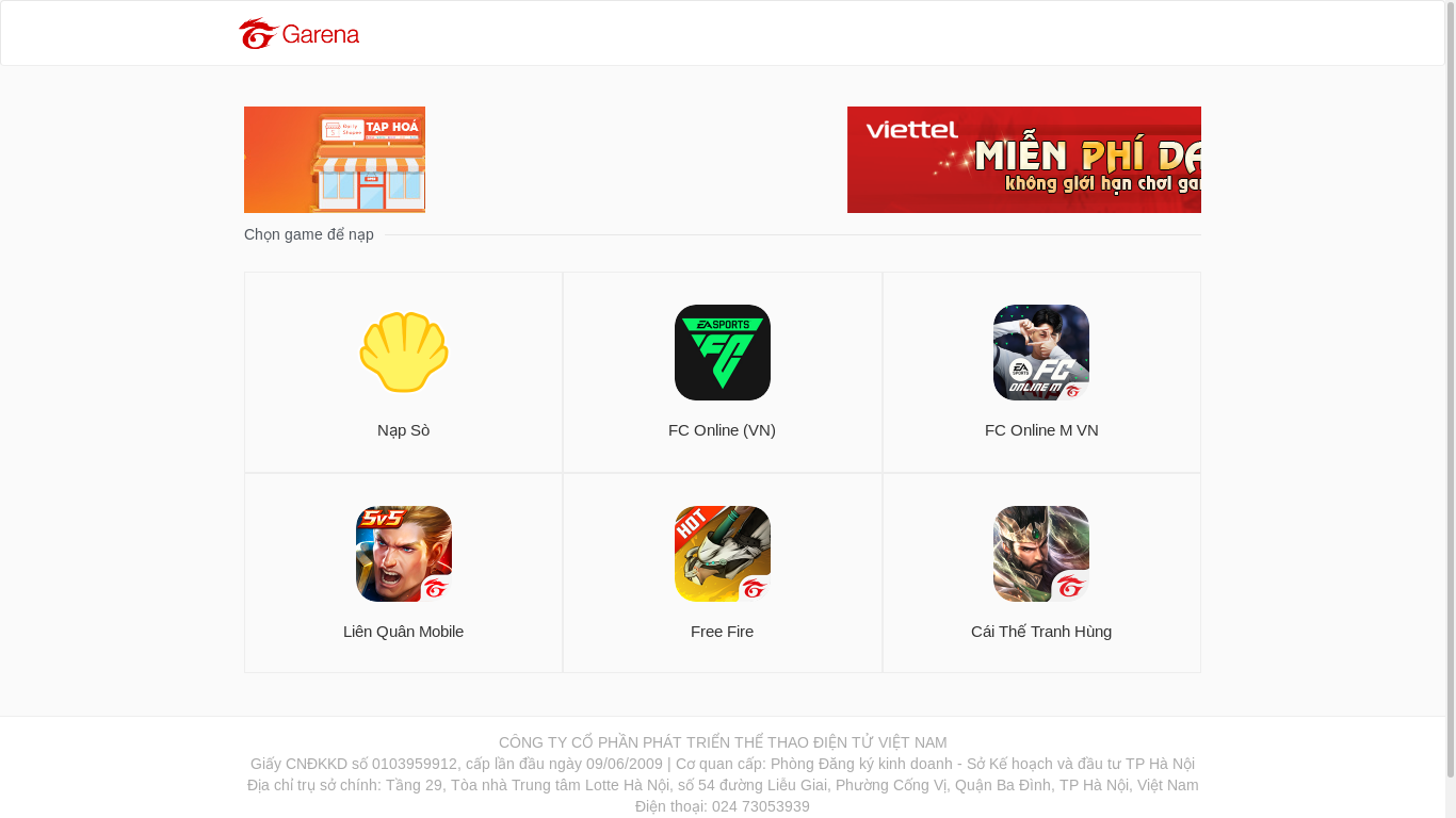 the desktop screenshot of garena.payingame.net