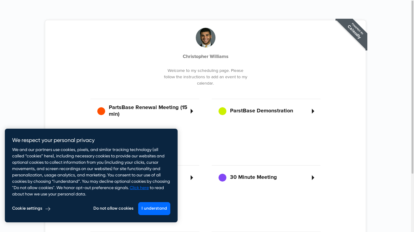 the desktop screenshot of calendly.com