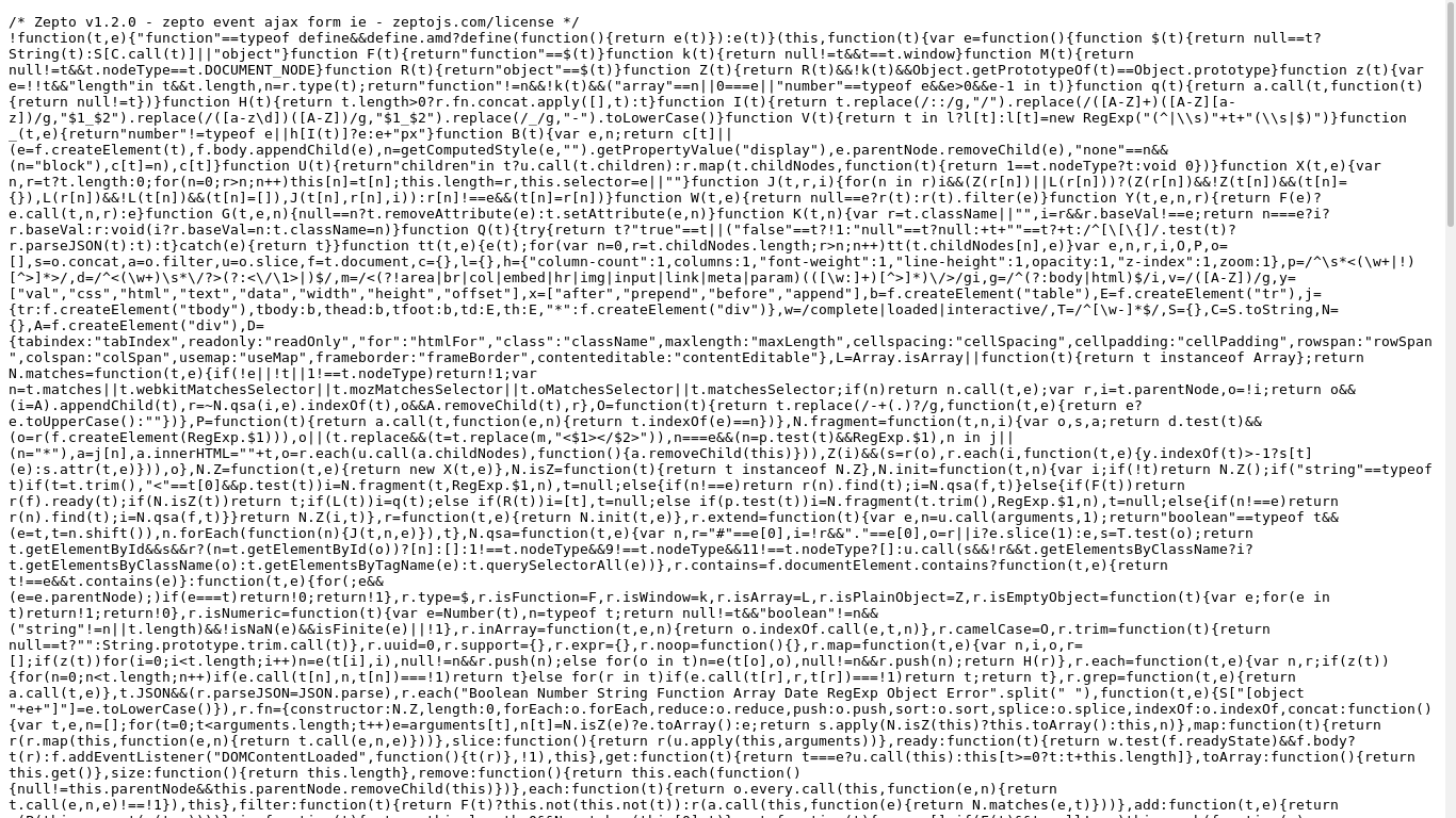 the desktop screenshot of zeptojs.com