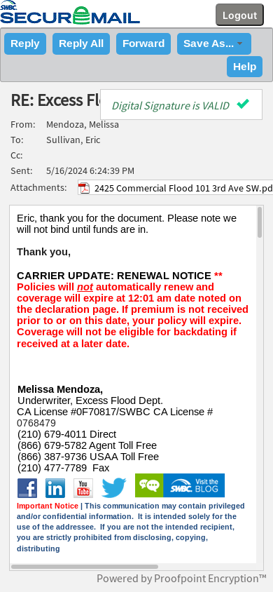 the mobile screenshot of securemail.swbc.com