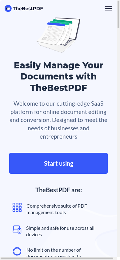 the mobile screenshot of thebestpdf.com