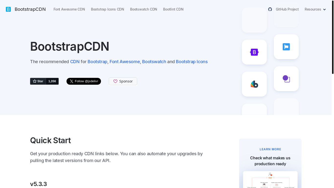 the desktop screenshot of www.bootstrapcdn.com