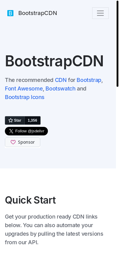 the mobile screenshot of www.bootstrapcdn.com