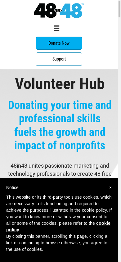 the mobile screenshot of 48in48.org