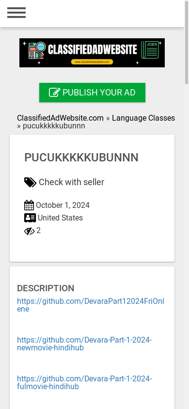 the mobile screenshot of classifiedadwebsite.com