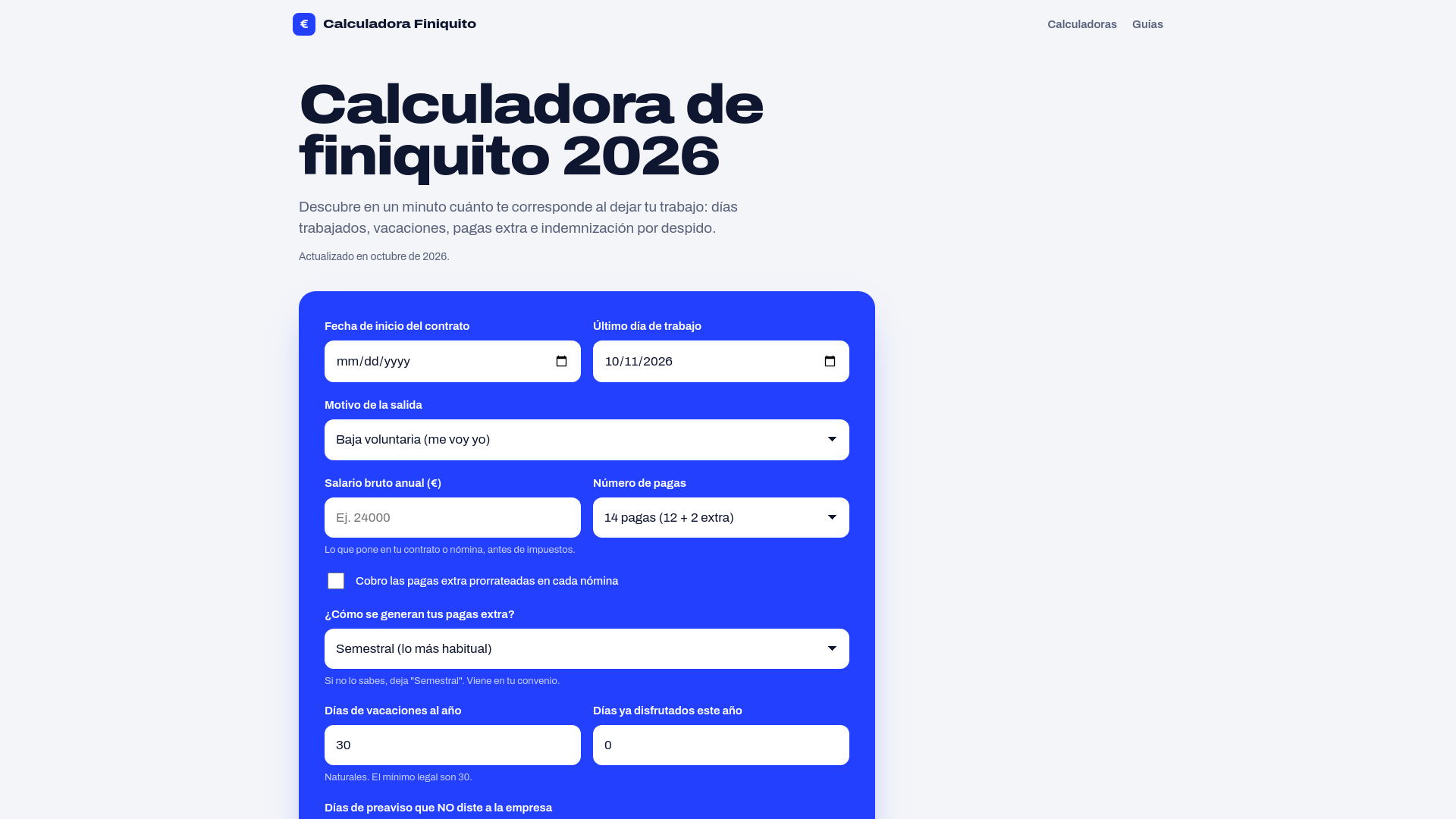 Calculadora de finiquito 2026: calcula tu finiquito e indemnización ...