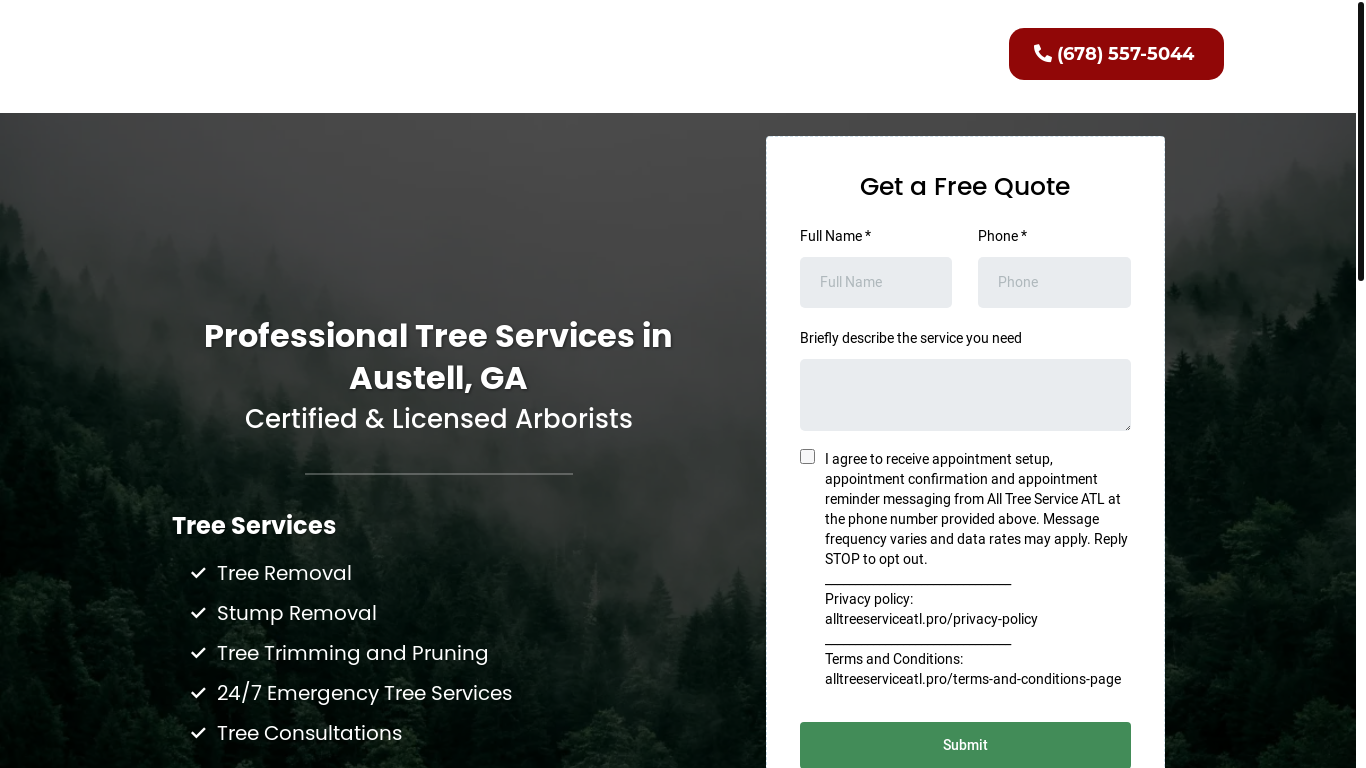 the desktop screenshot of alltreeserviceatl.pro