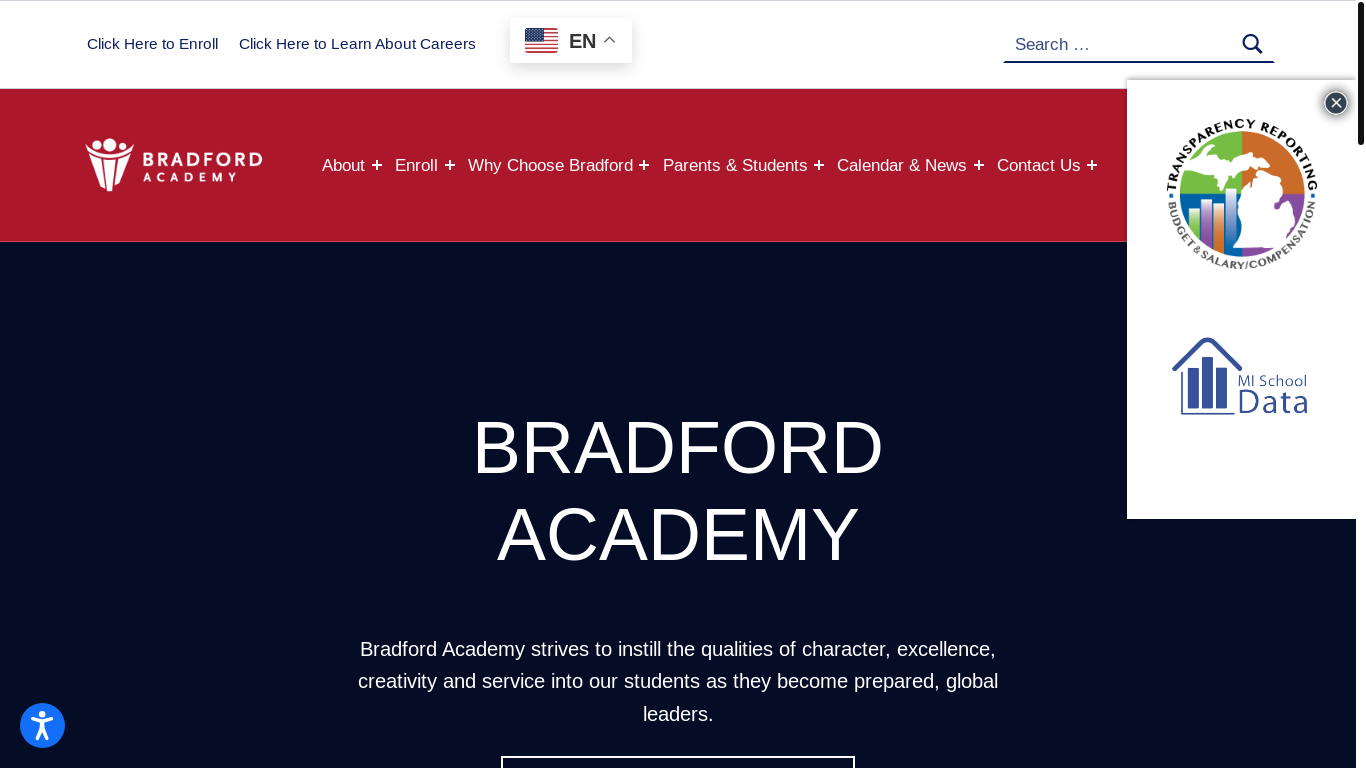 the desktop screenshot of bradfordacademy.com