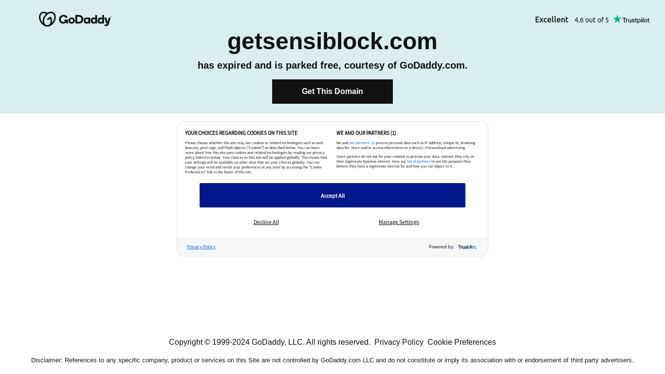 the desktop screenshot of getsensiblock.com