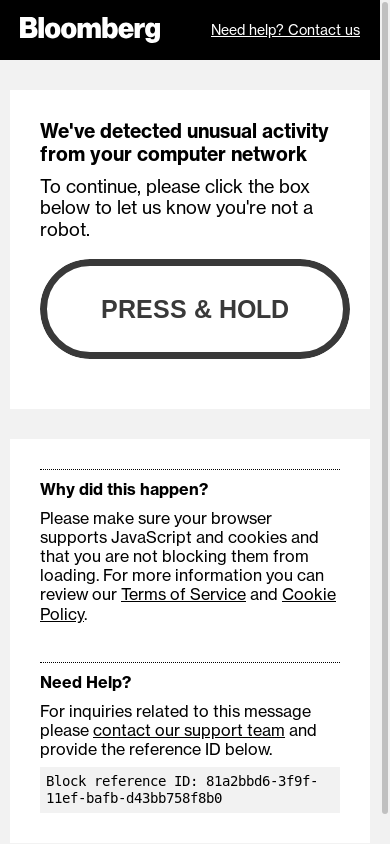 the mobile screenshot of www.bloomberg.com