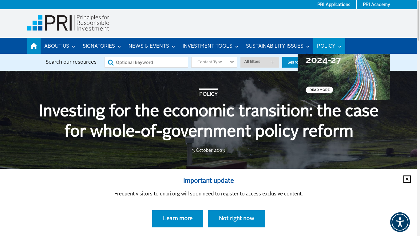 the desktop screenshot of www.unpri.org