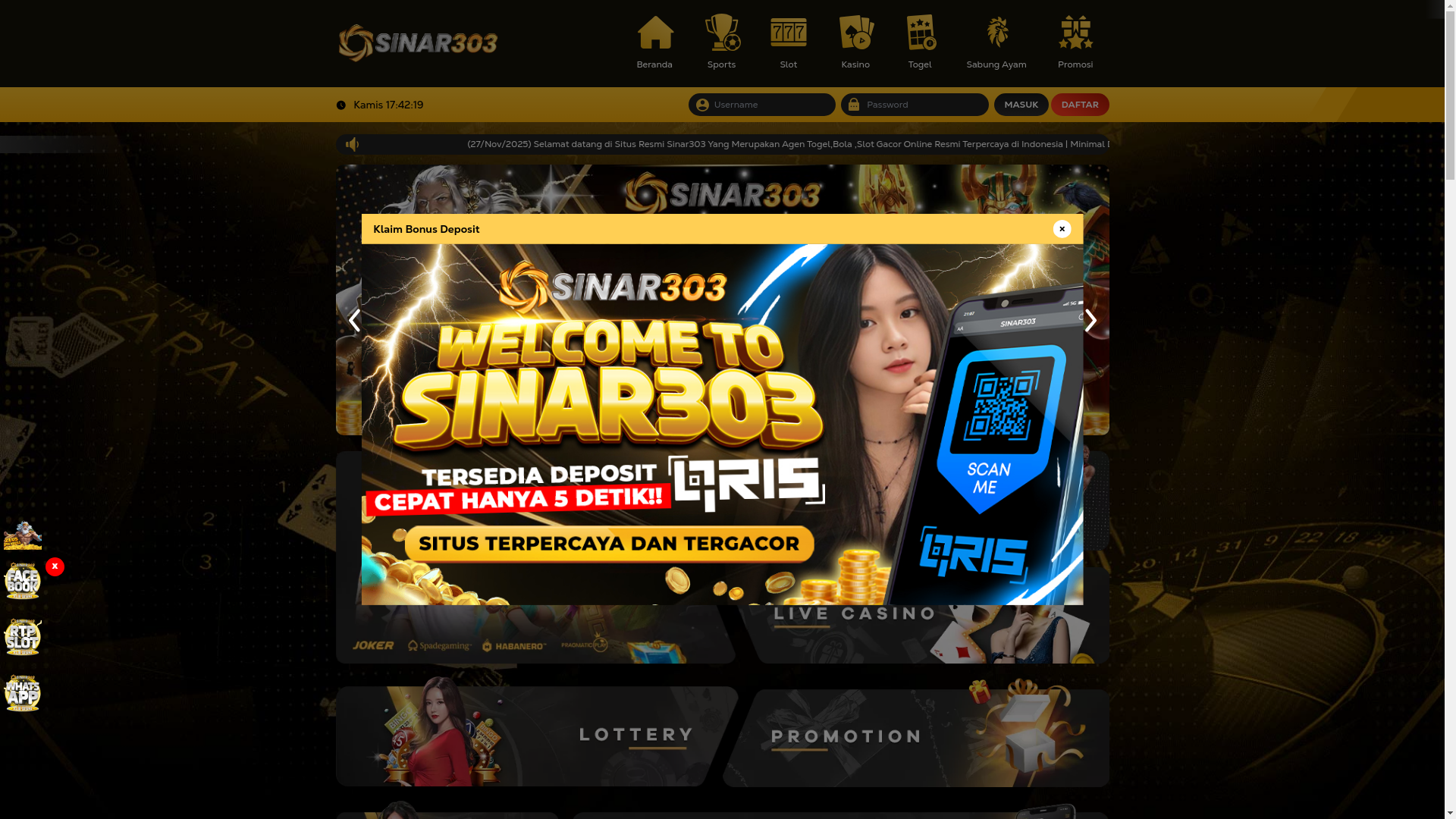the desktop screenshot of sinar303super.com