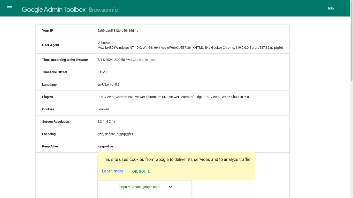 the desktop screenshot of toolbox.googleapps.com