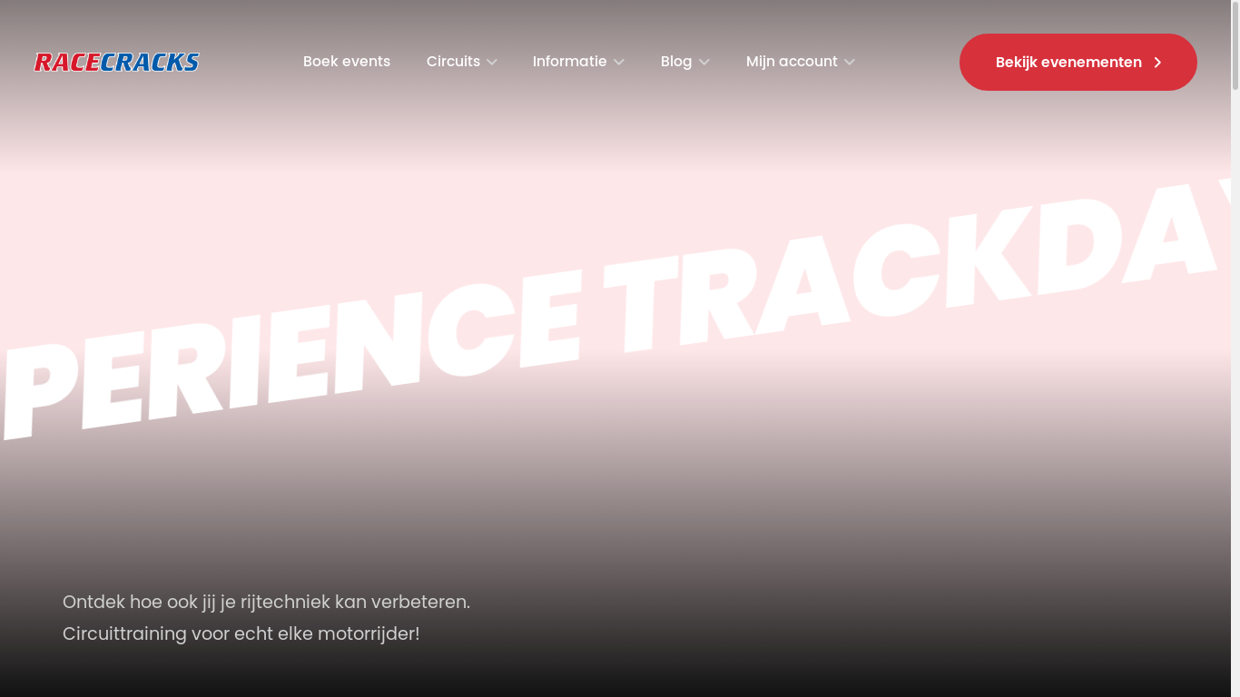 the desktop screenshot of www.racecracks.nl