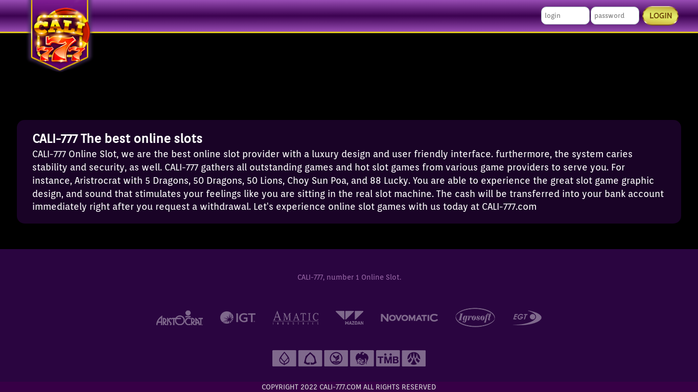 the desktop screenshot of cali-777.com