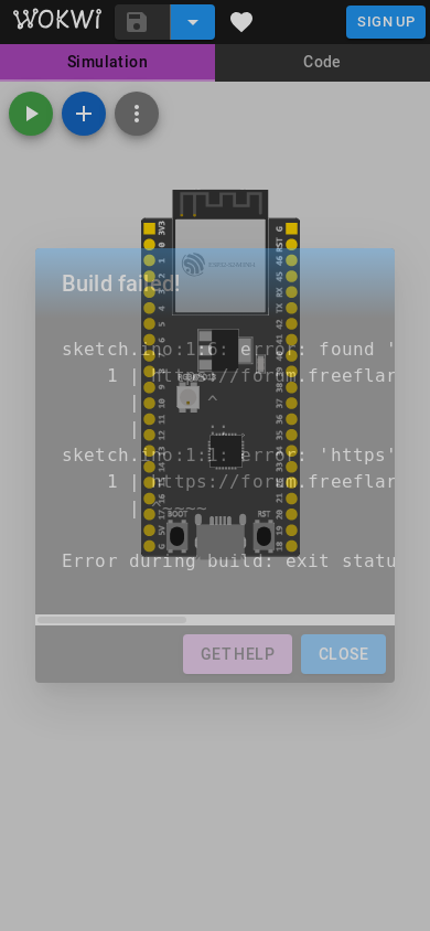 the mobile screenshot of wokwi.com