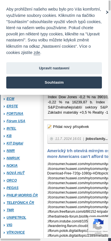 the mobile screenshot of www.akcie.cz
