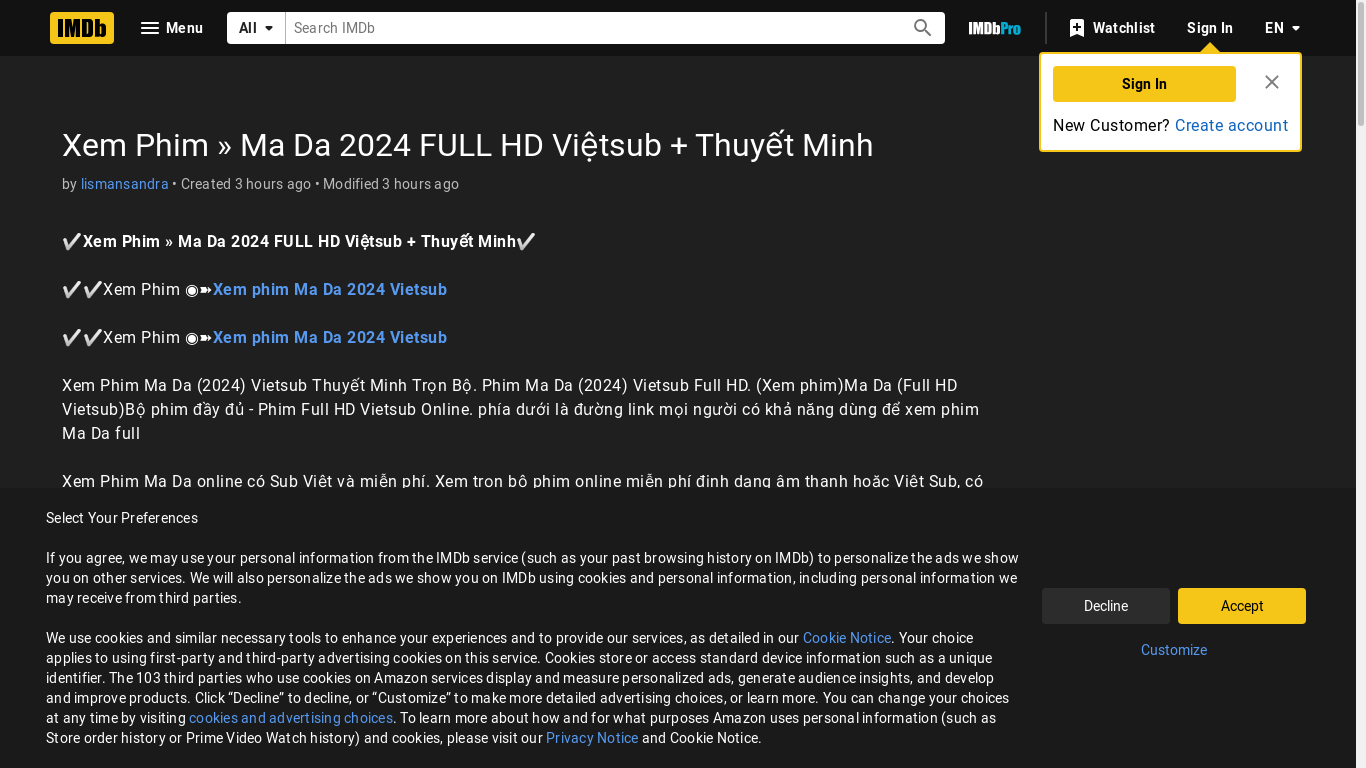 the desktop screenshot of www.imdb.com