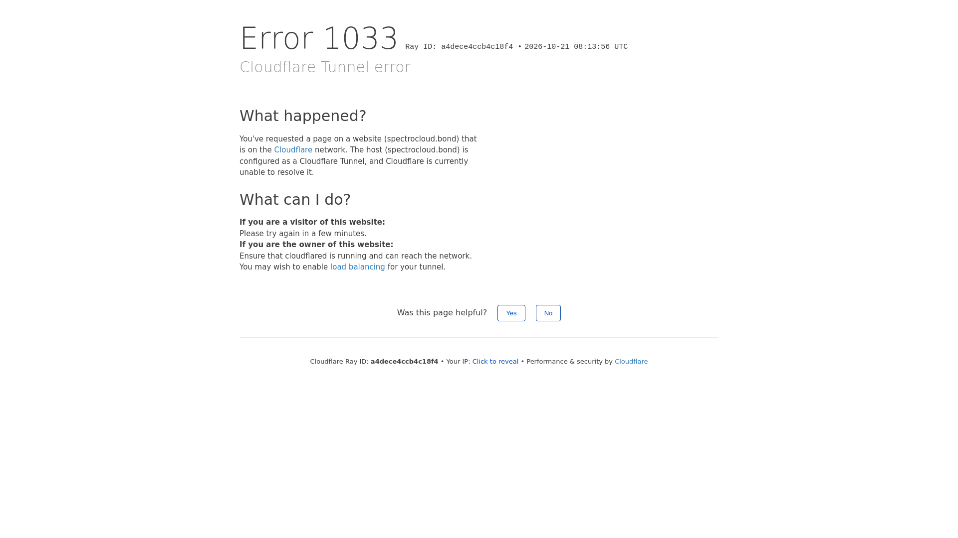 Cloudflare Tunnel error | spectrocloud.bond | Cloudflare - URL Scan ...
