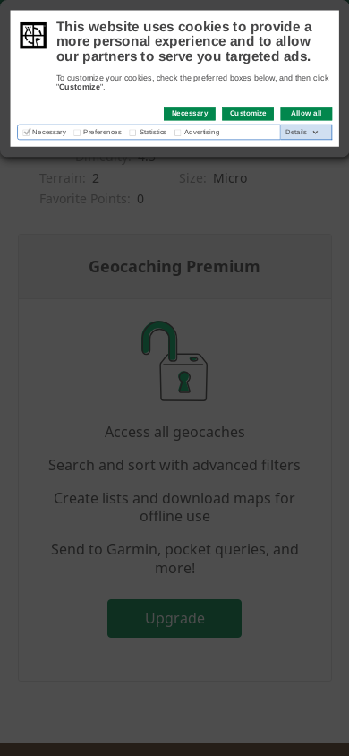 the mobile screenshot of www.geocaching.com
