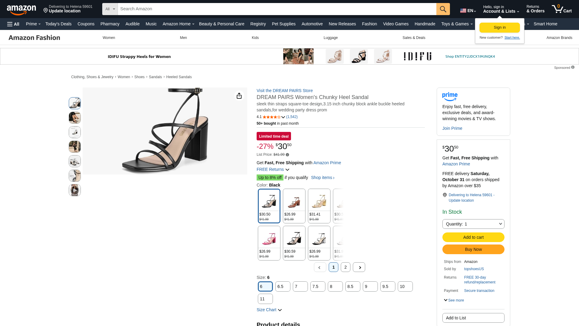 Amazon.com | DREAM PAIRS Women's Chunky Heel Sandal,Black,6 | sleek ...