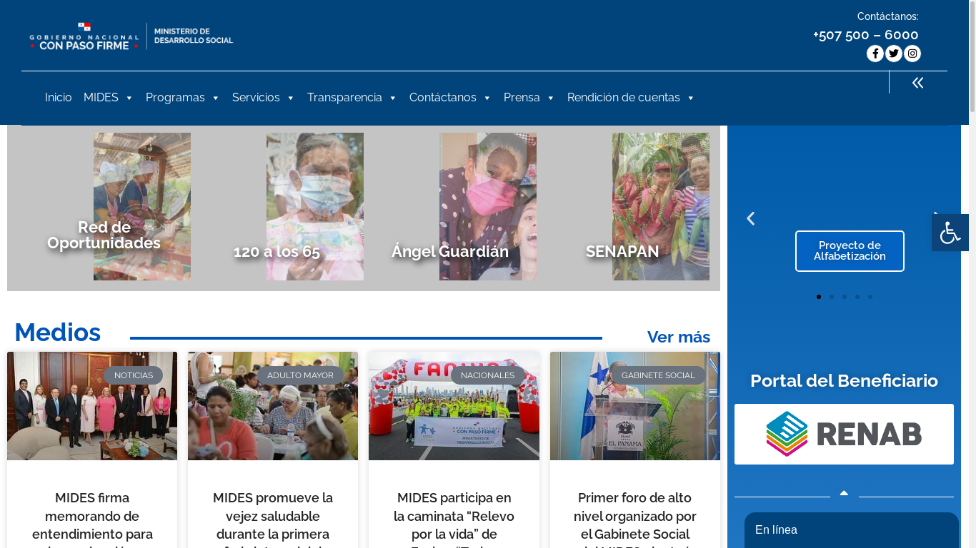 the desktop screenshot of www.mides.gob.pa