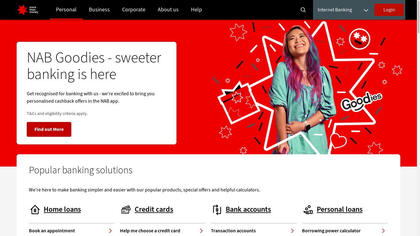 the desktop screenshot of www.nab.com.au