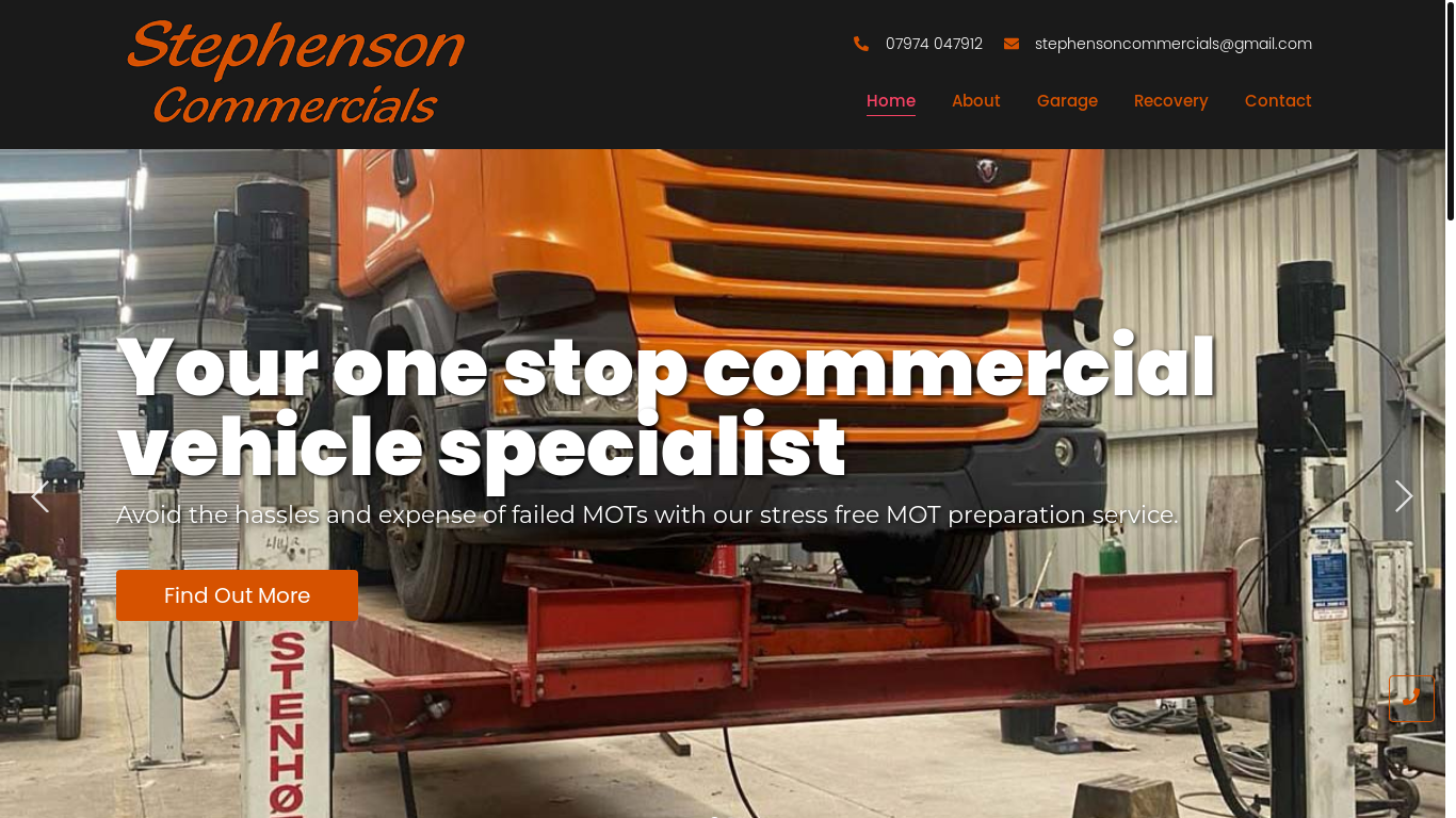 the desktop screenshot of stephensoncommercials.co.uk