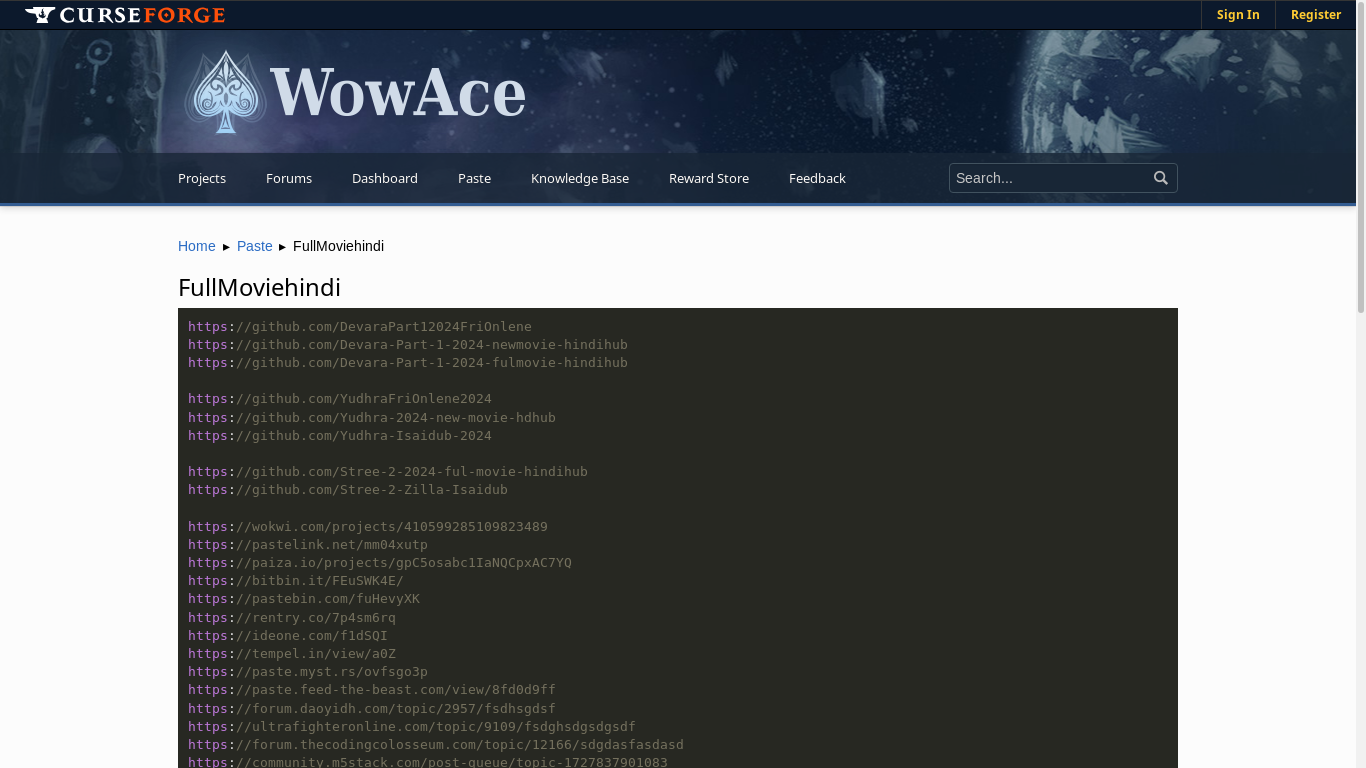 the desktop screenshot of www.wowace.com