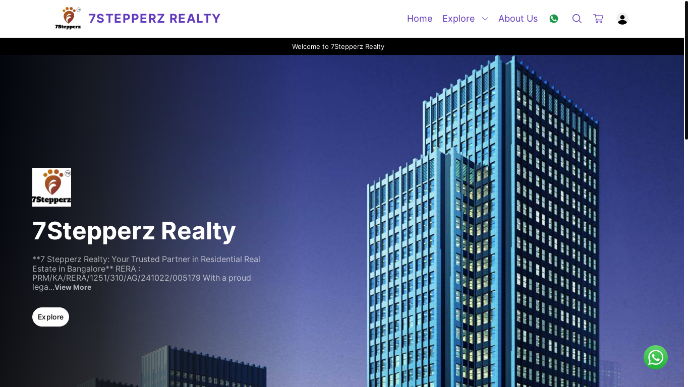 the desktop screenshot of www.7stepperzrealty.in