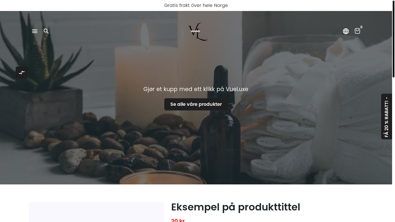 the desktop screenshot of vueluxe.store