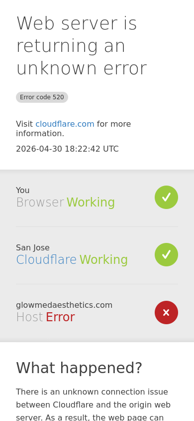 glowmedaesthetics.com | 520: Web server is returning an unknown error ...