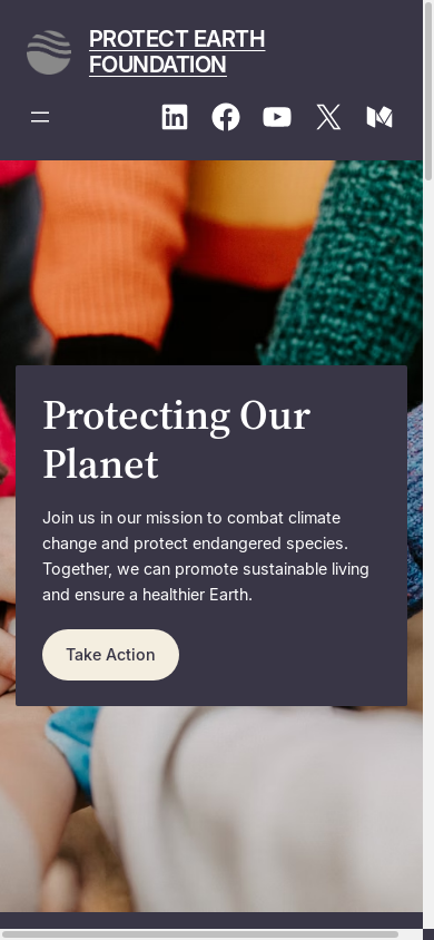 the mobile screenshot of protectearth.foundation