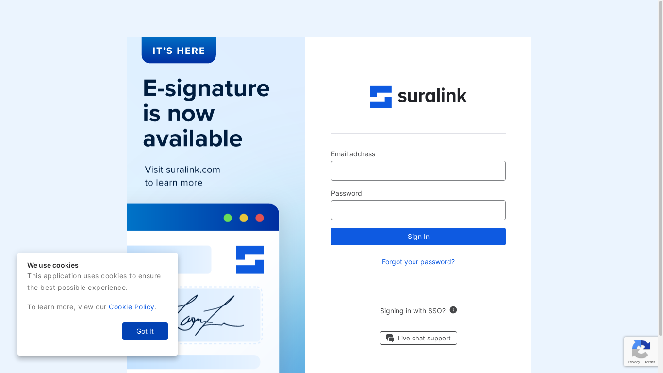 the desktop screenshot of accounts.suralink.com