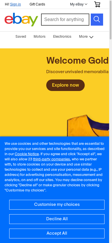 the mobile screenshot of www.ebay.com