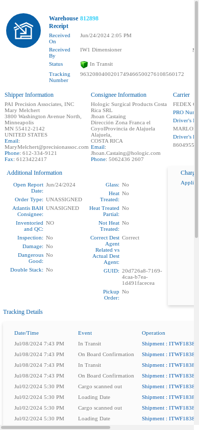 the mobile screenshot of transtrack.magaya.net