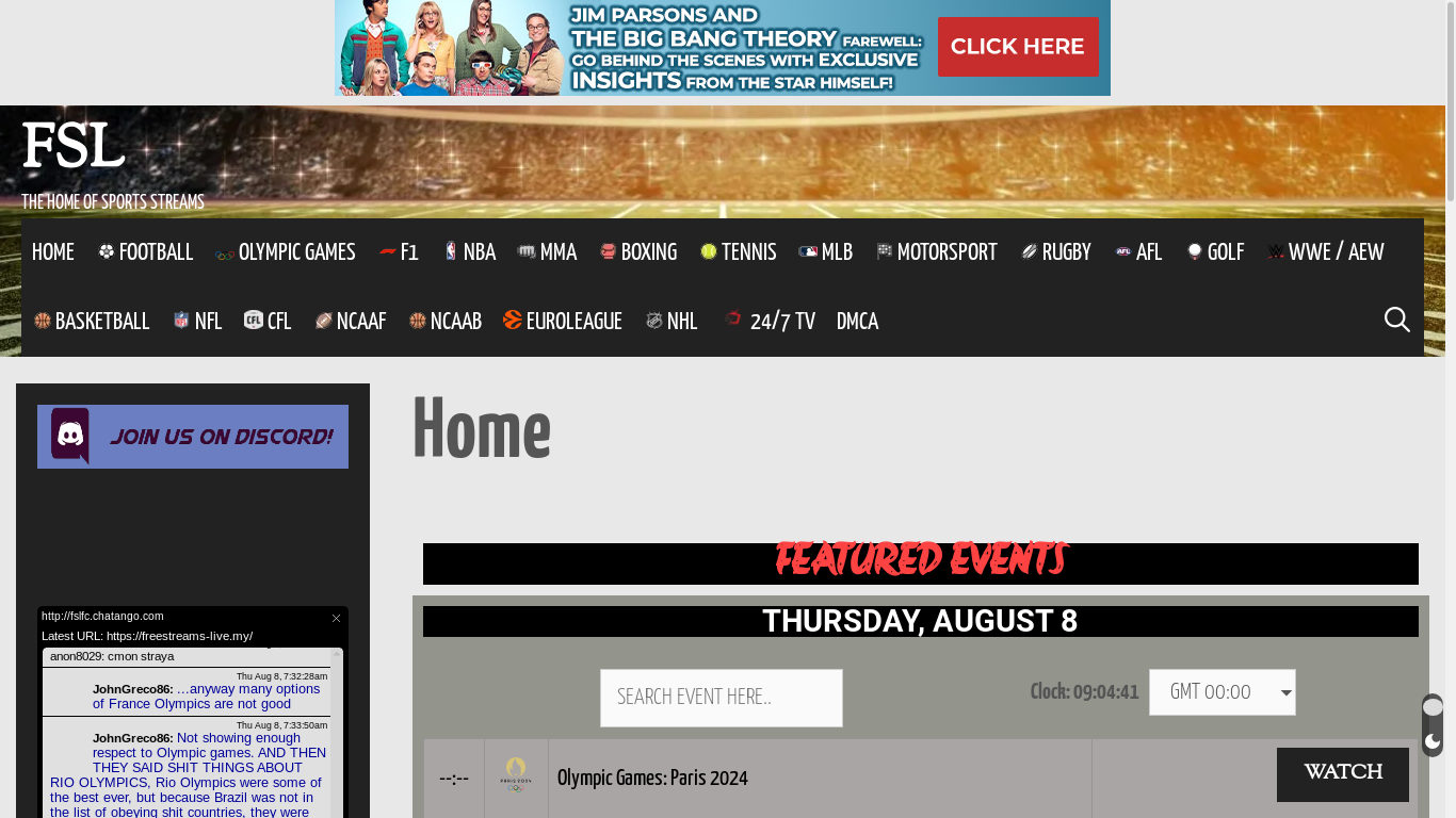 the desktop screenshot of freestreams-live.my