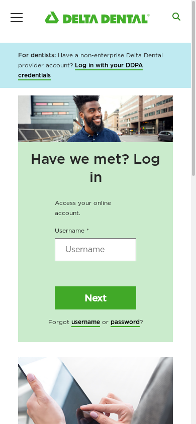 the mobile screenshot of www1.deltadentalins.com
