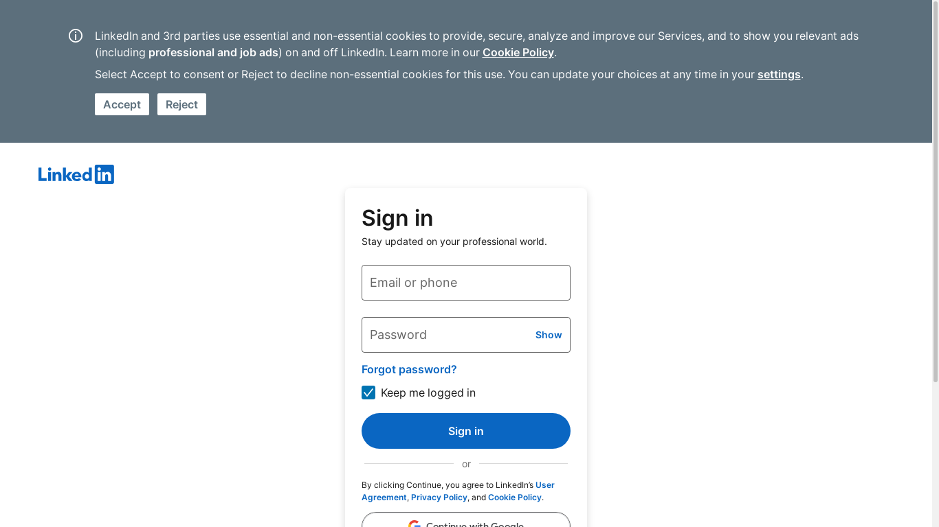 the desktop screenshot of www.linkedin.com