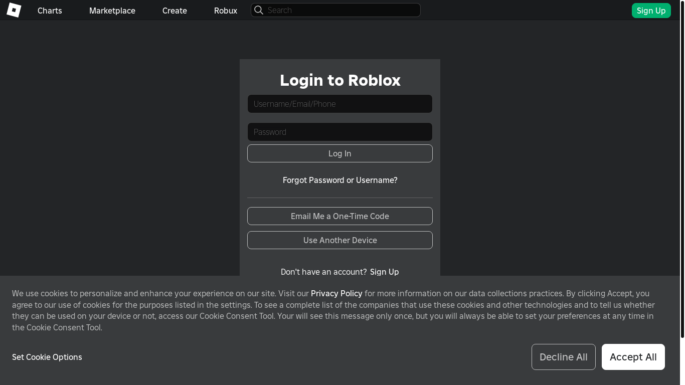 the desktop screenshot of www.roblox.com