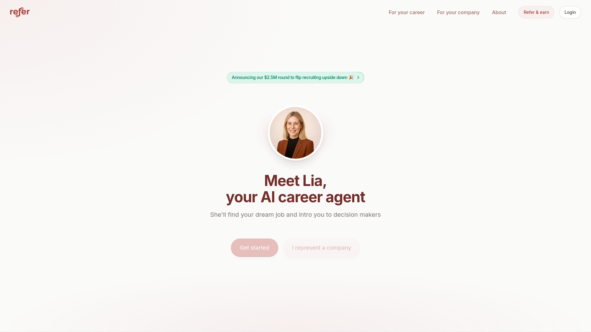 Refer - Meet Lia, your AI career agent - URL Scan Results | Tiny Scan