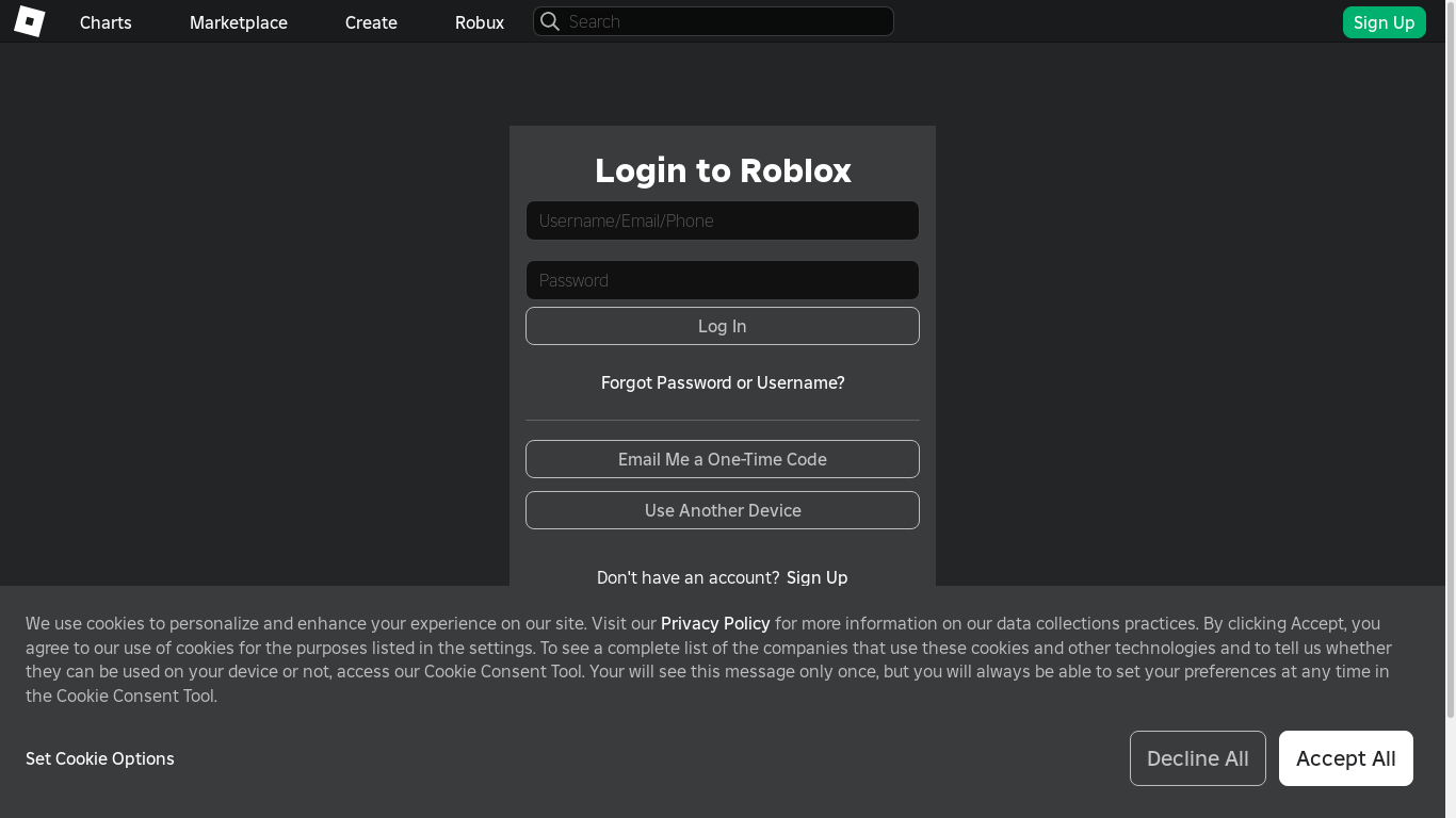 the desktop screenshot of www.roblox.com