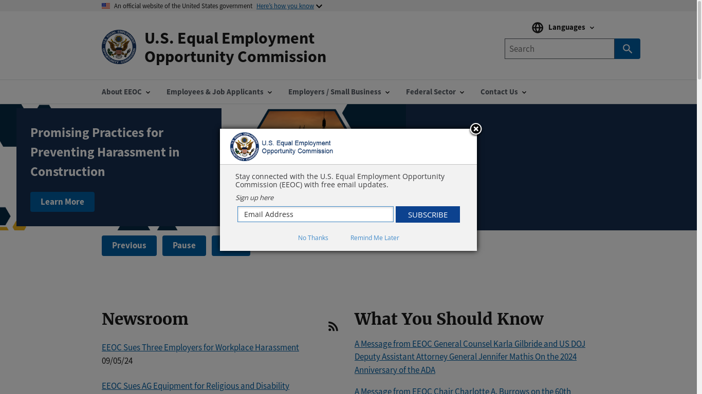 the desktop screenshot of www.eeoc.gov
