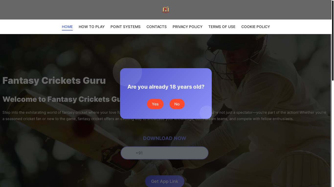 the desktop screenshot of fantasycricketsguru.com