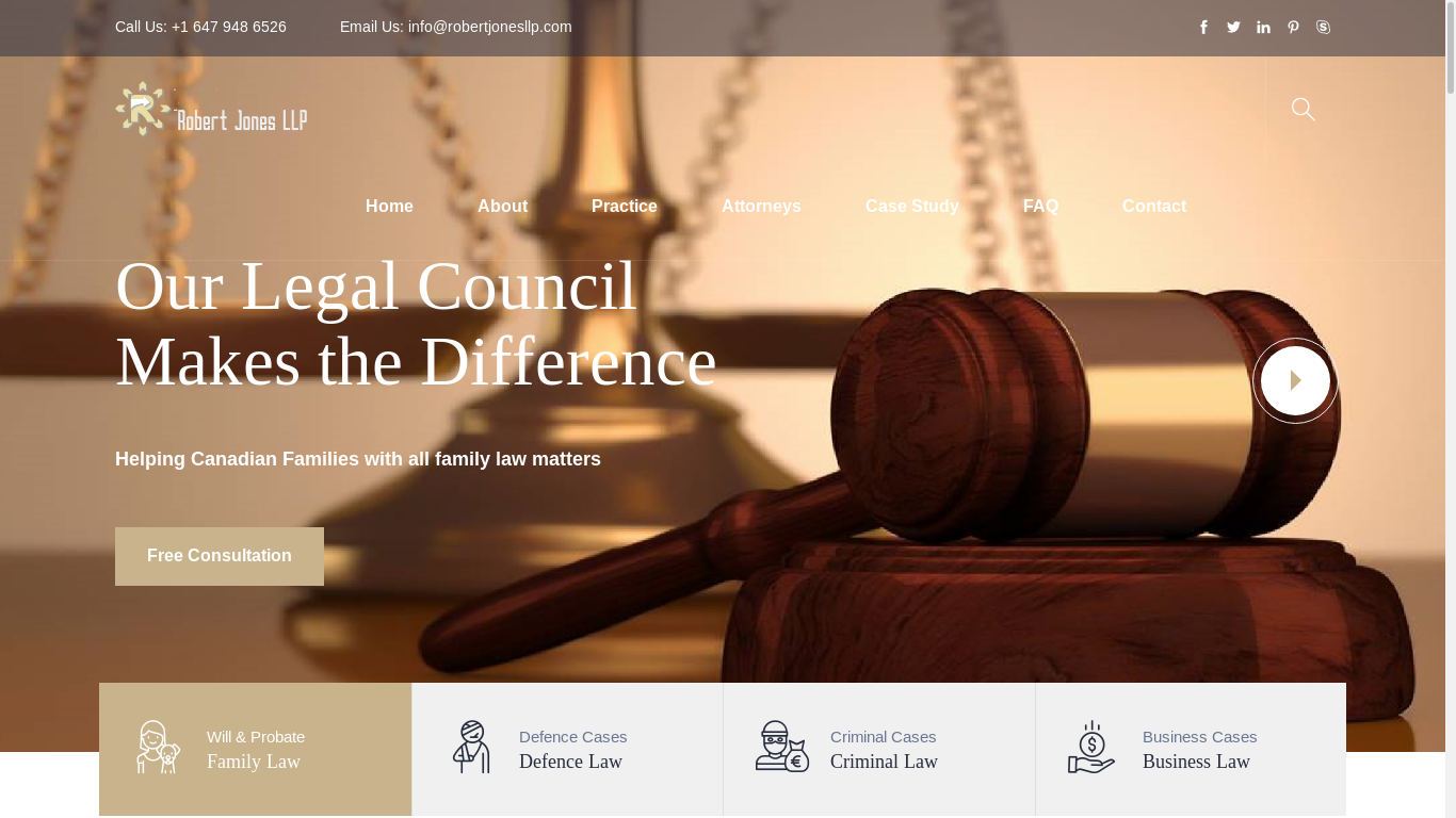 the desktop screenshot of robertjonesllp.com