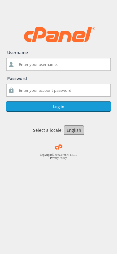 the mobile screenshot of cpanel.ptg.sgx.mybluehost.me